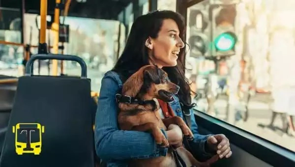 Mujer viajando con su mascota